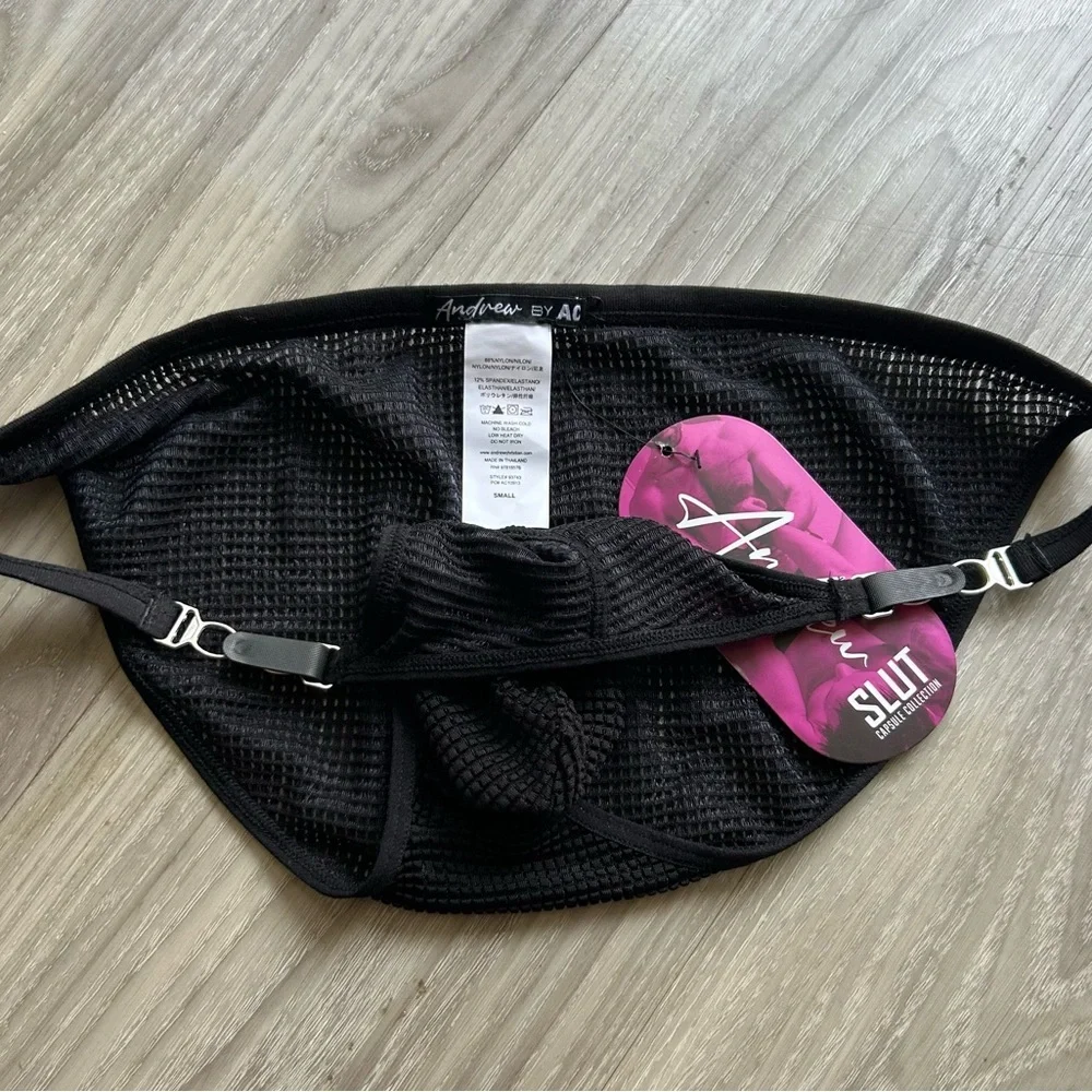 Andrew Christian | Sexy Sheer Mesh Garter Brief in Black (Small)